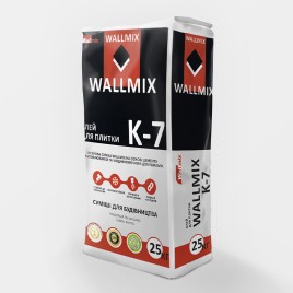 Wallmix K-7, клейова суміш для облицювання всередині та зовні будівель з підвищеною адгезією, 25кг
