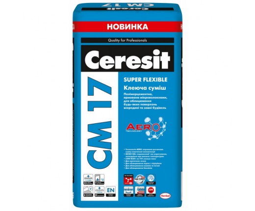 Клей CERESIT CM 17 AERO SUPER FLEXIBLE клей для водяної та електричної теплої підлоги, 25кг